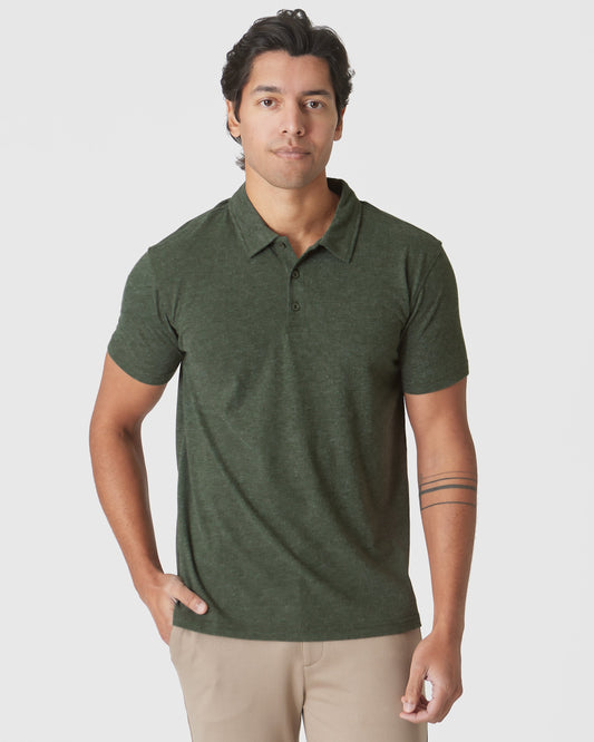 Racing Green Heather Short Sleeve Polo
