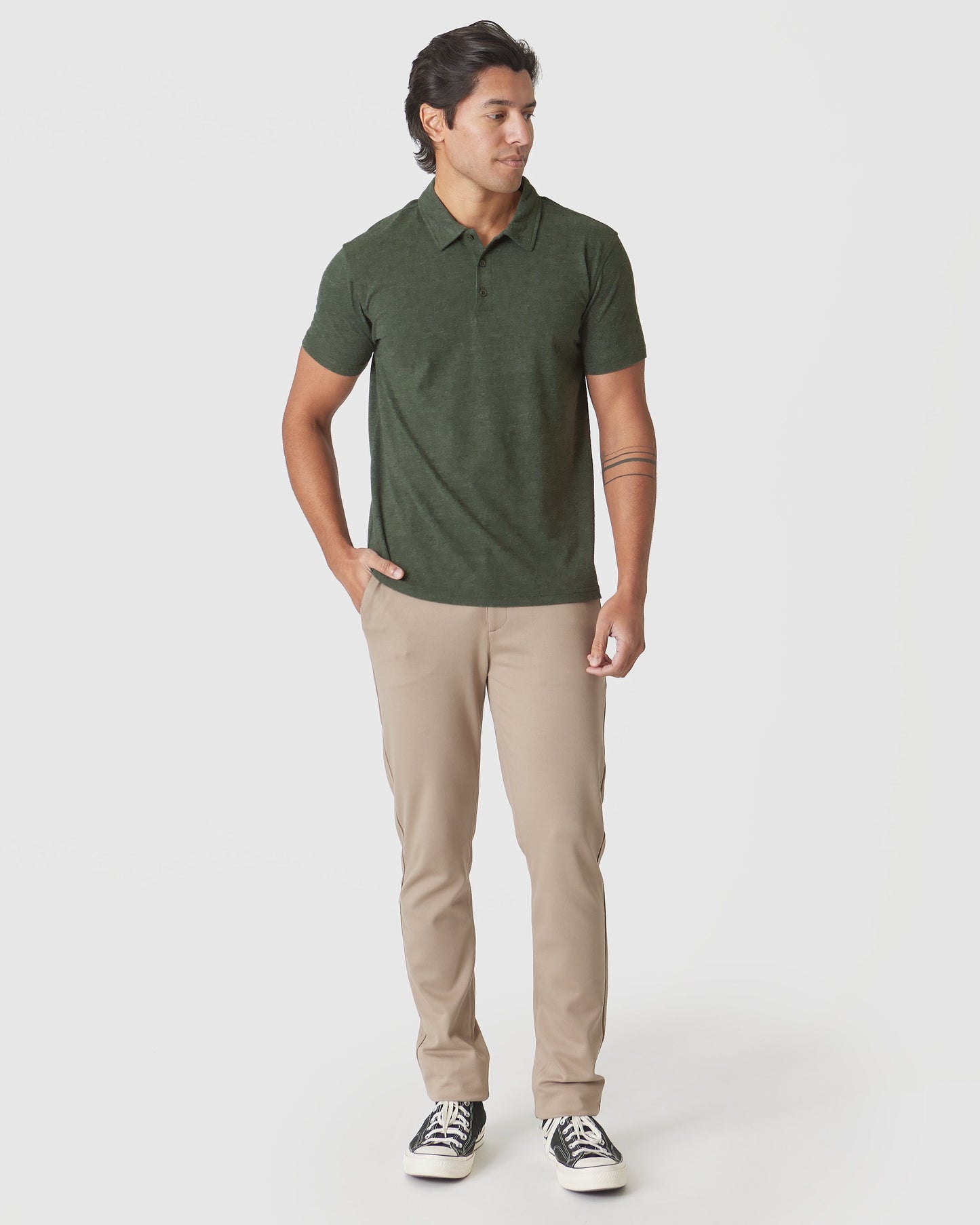 Racing Green Heather Short Sleeve Polo