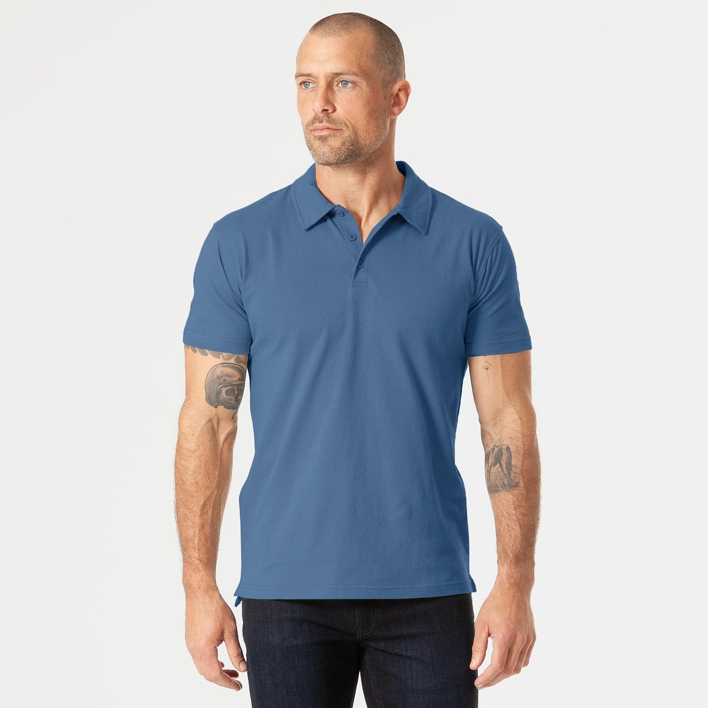 Stone Blue Short Sleeve Polo