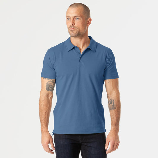 Stone Blue Short Sleeve Polo