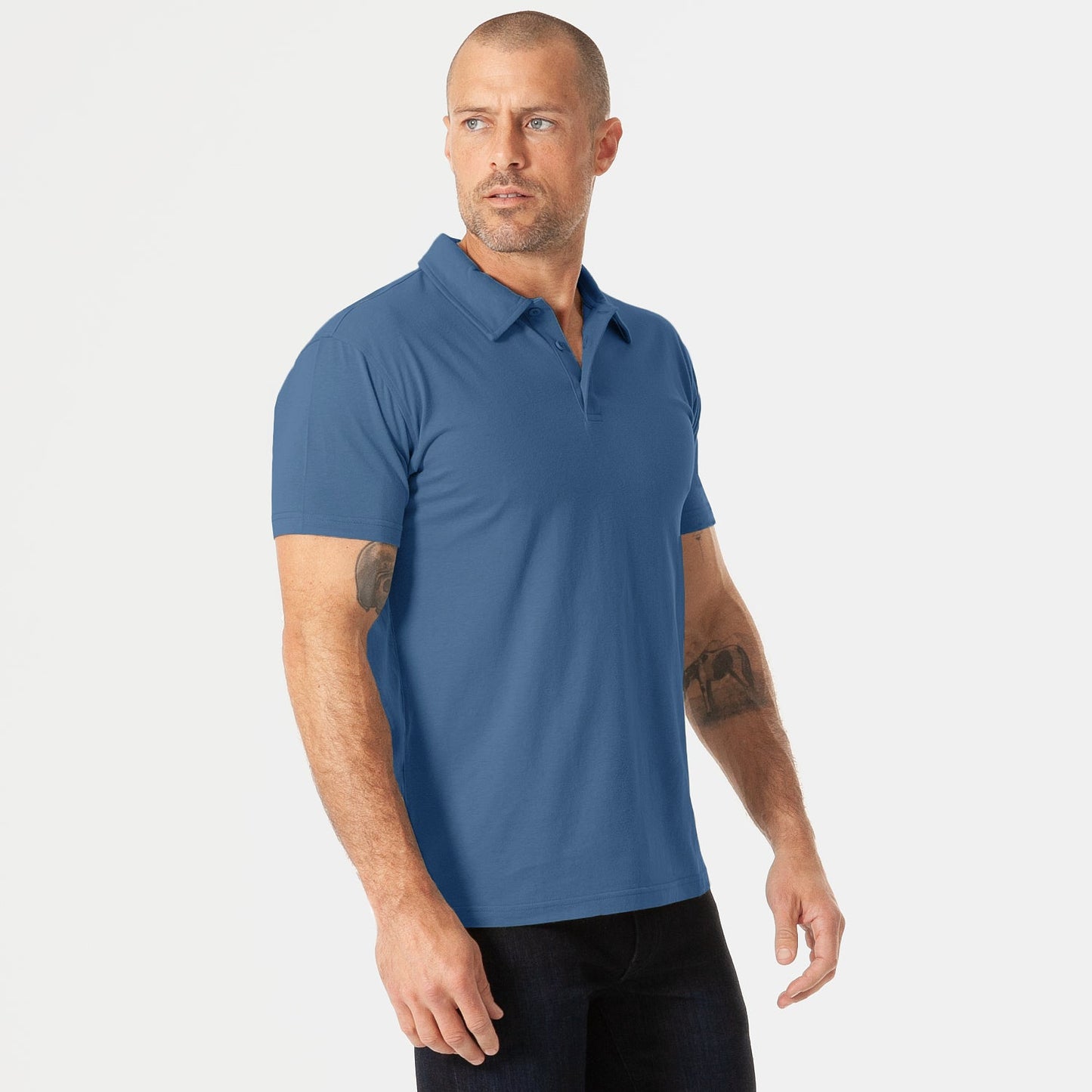 Stone Blue Short Sleeve Polo