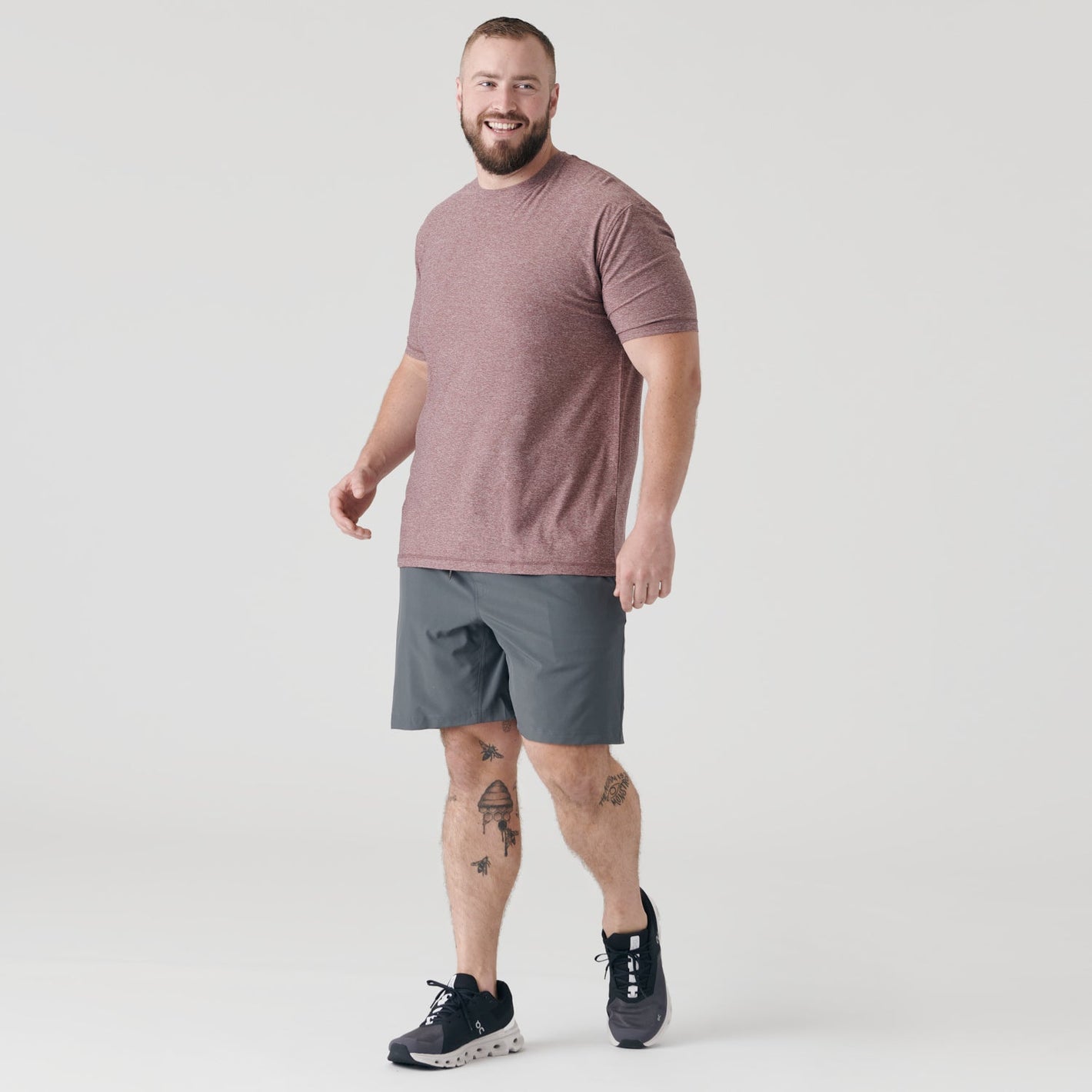 Heather Burgundy Active Crew Neck Tee