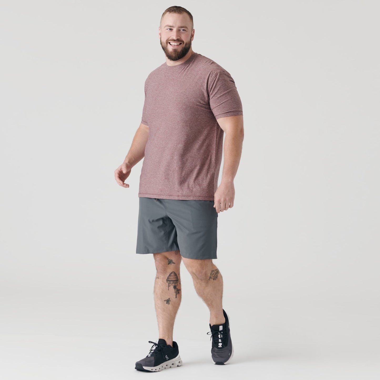 Heather Burgundy Active Crew Neck Tee