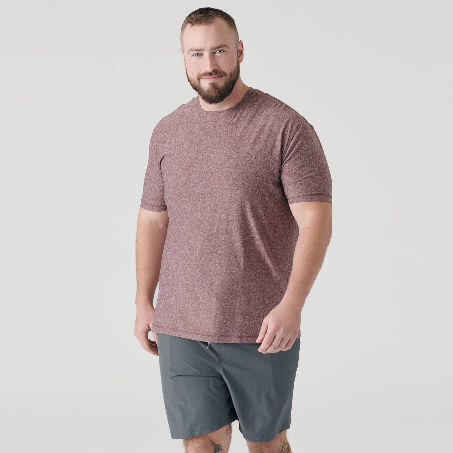 Heather Burgundy Active Crew Neck Tee