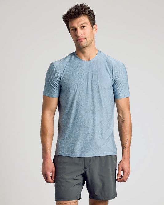 Heather Indigo Active Crew Neck Tee