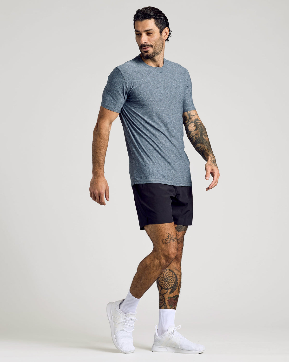 Heather Navy Active Crew Neck Tee