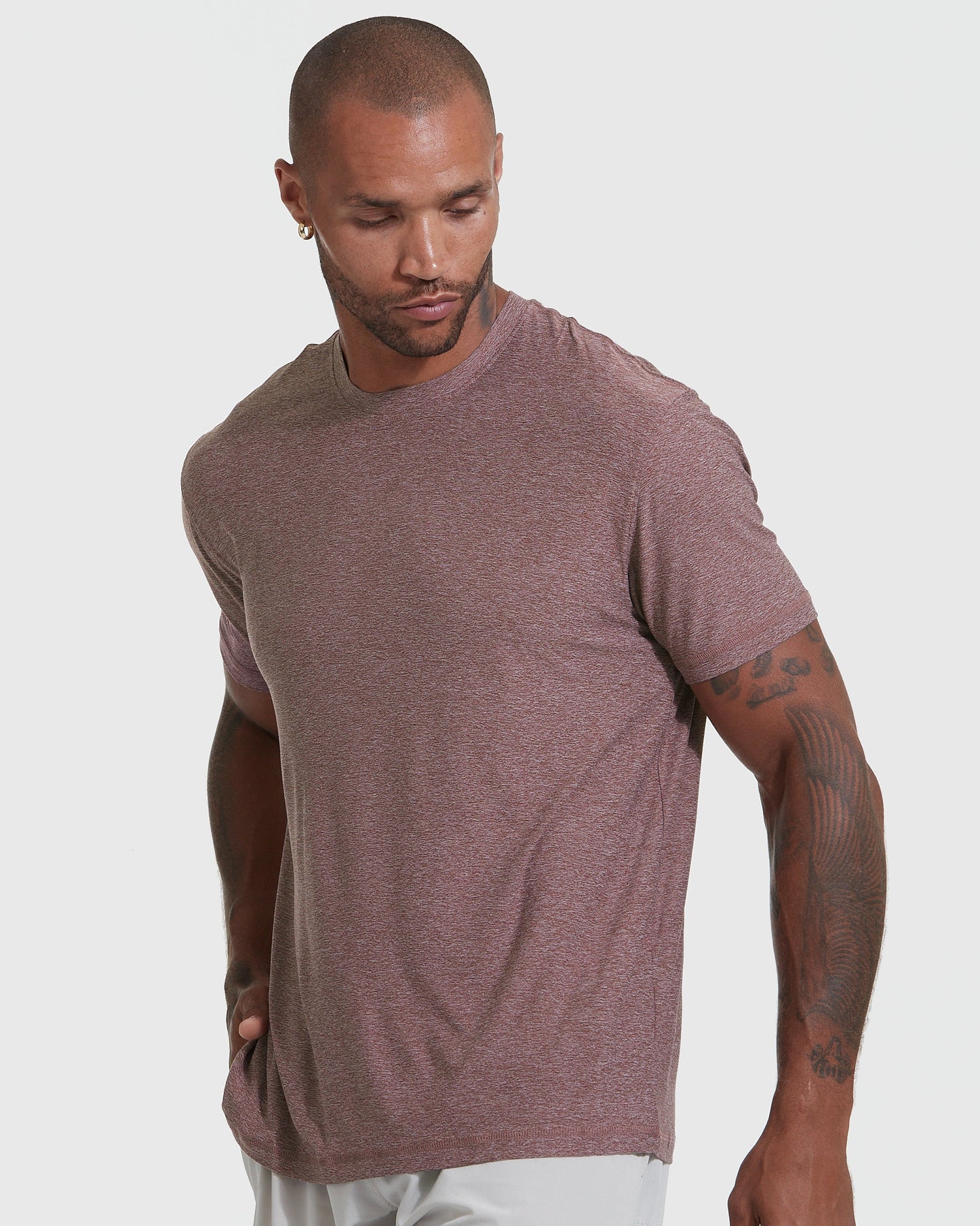 Heather Burgundy Active Crew Neck Tee