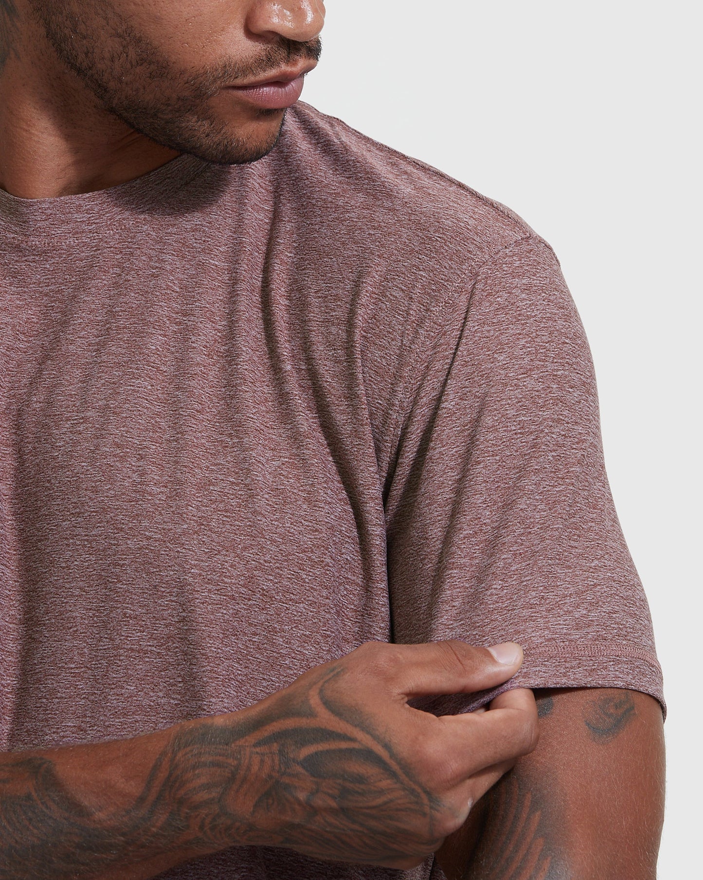 Heather Burgundy Active Crew Neck Tee