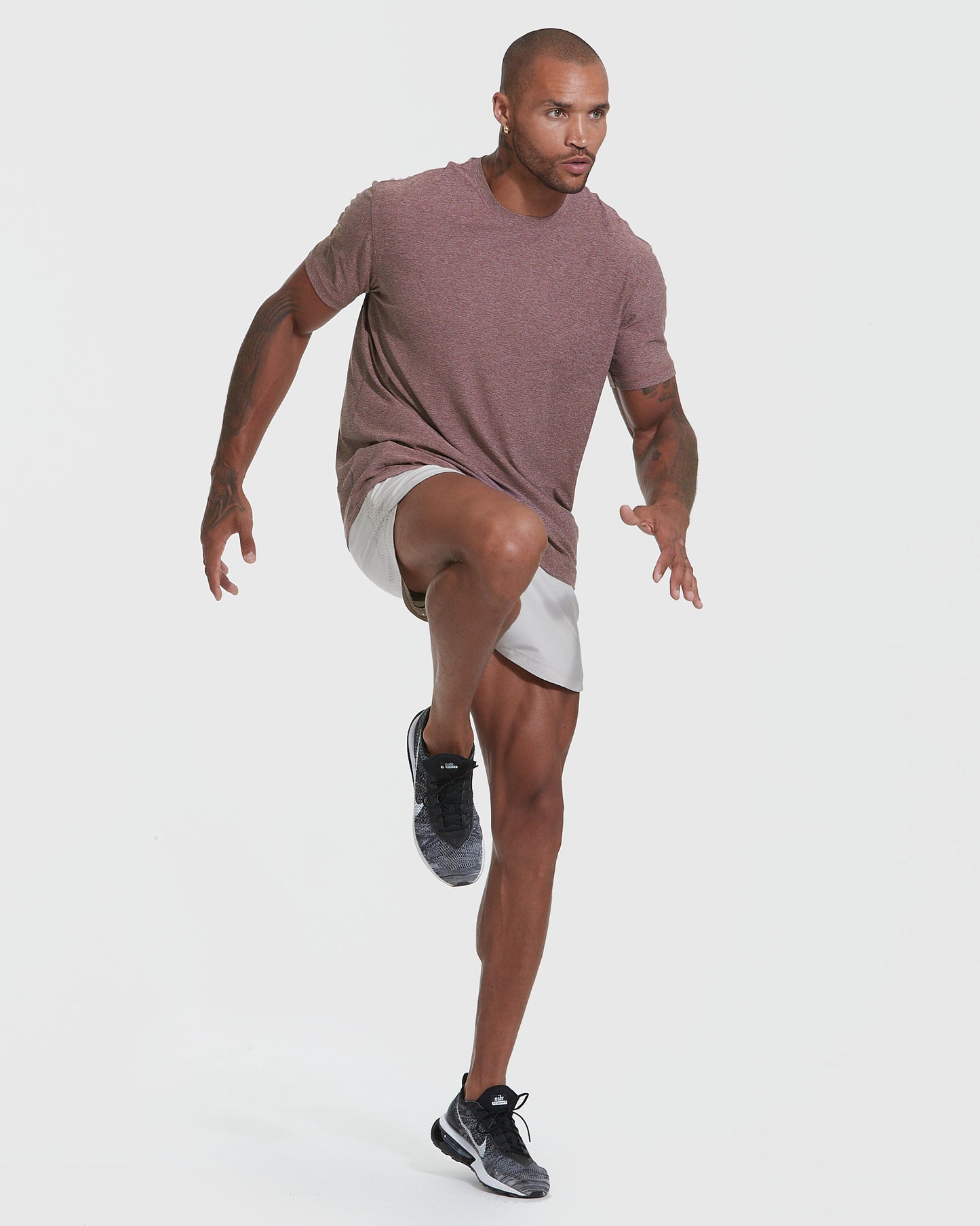 Heather Burgundy Active Crew Neck Tee