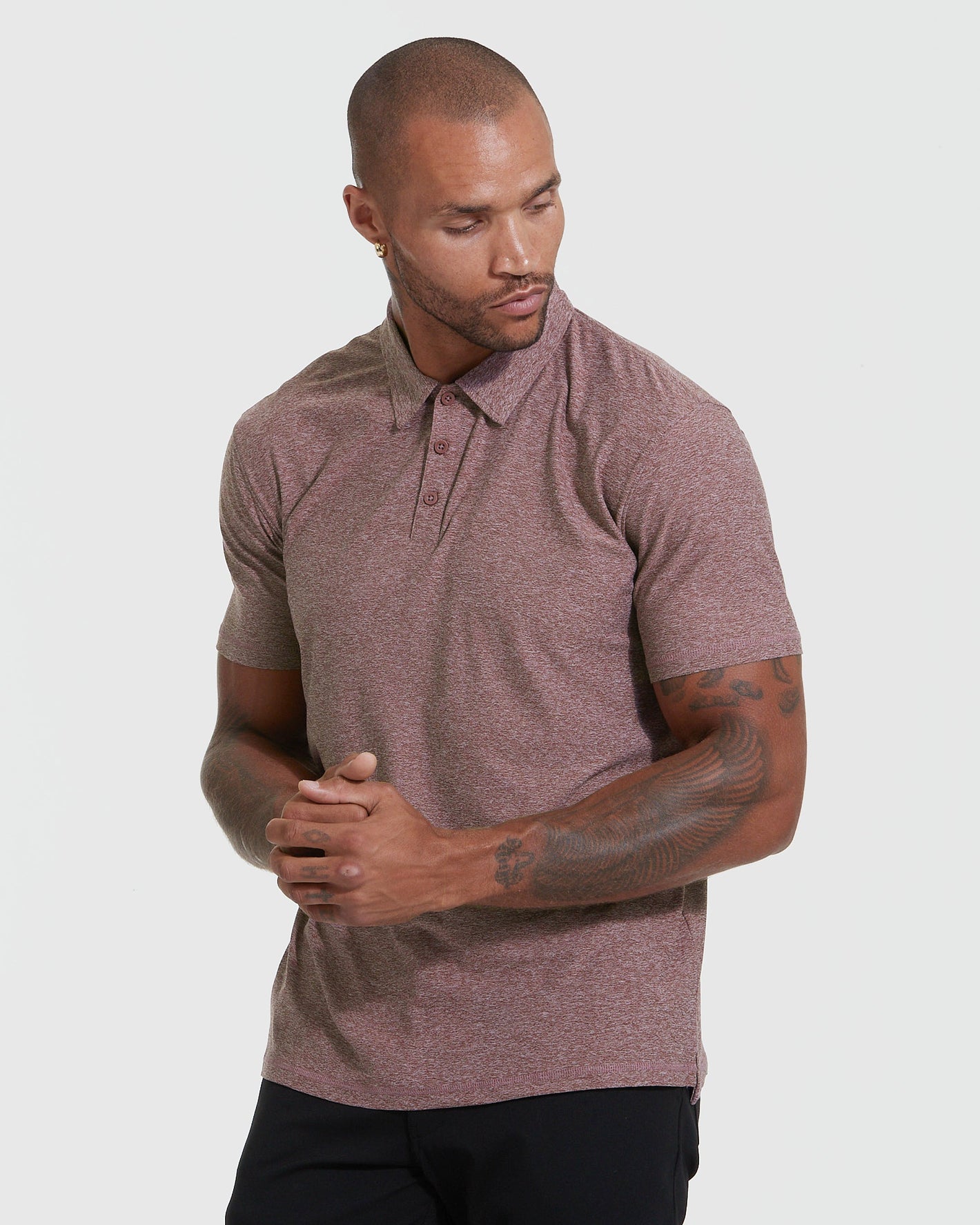 Heather Burgundy Active Short Sleeve Polo