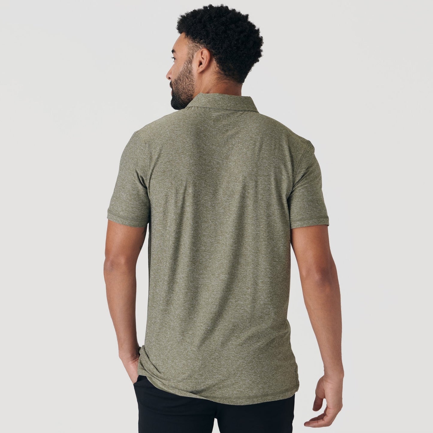 Heather Military Green Active Short Sleeve Polo