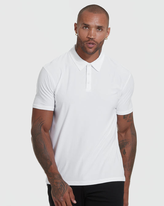 White Short Sleeve Active Polo