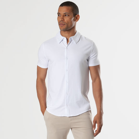 White Short Sleeve Button Up Shirt