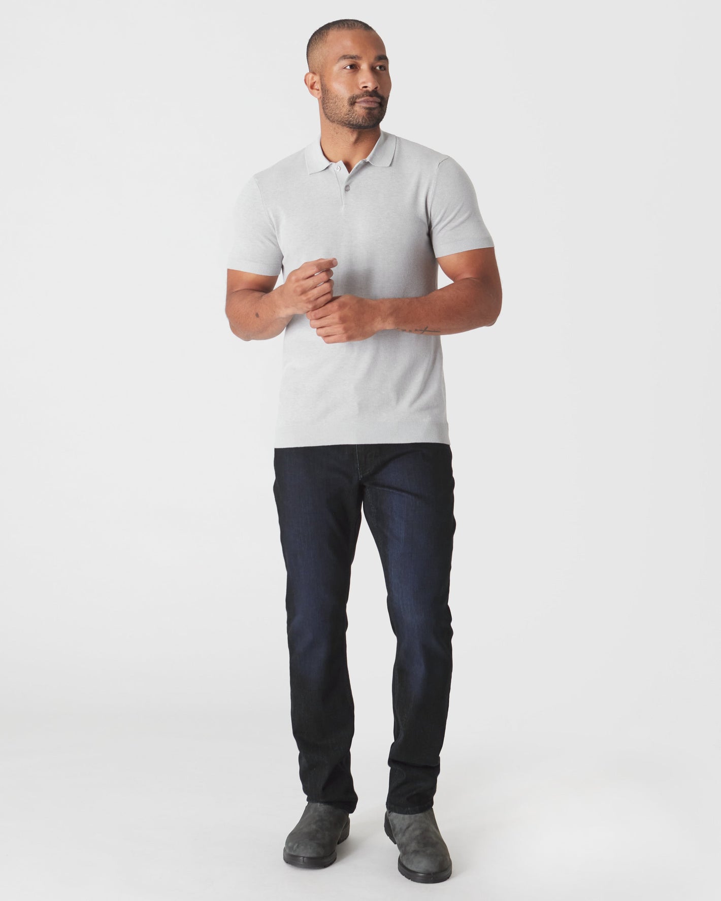 Heather Gray Short Sleeve Sweater Polo