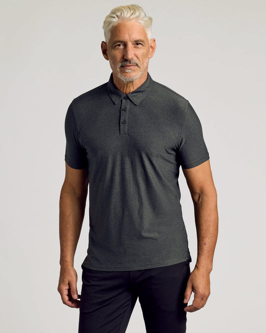 Charcoal Heather Gray Active Short Sleeve Polo