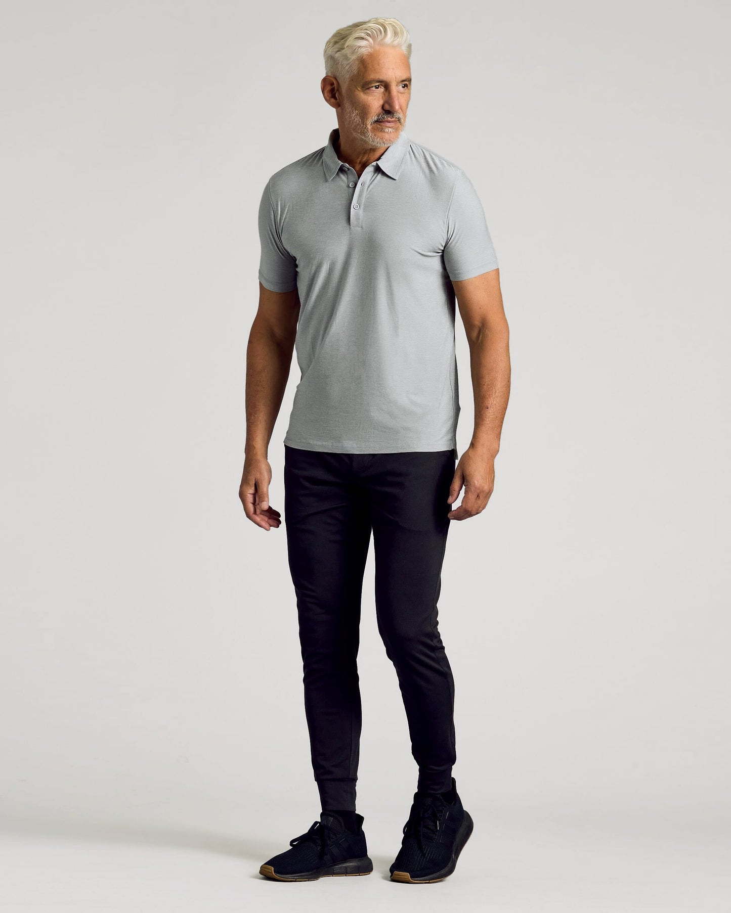 Heather Light Gray Active Short Sleeve Polo