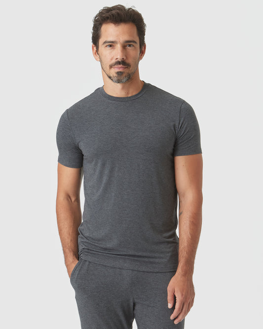 Charcoal Heather Gray Short Sleeve Loungewear Tee