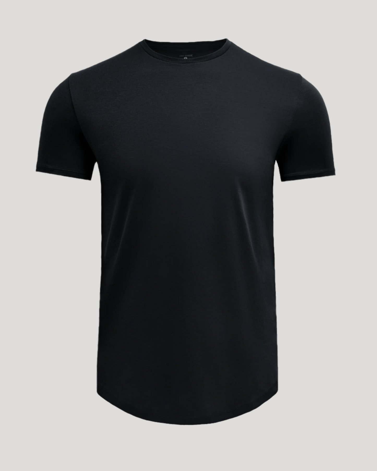 Black Pima Crew Curved Hem