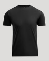 Black Pima Cotton Blend Crew men's basic t-shirt in solid black, featuring a classic crew neck and short sleeves with a smooth, comfortable fabric blend.