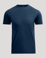 Navy Pima Cotton Blend Crew short sleeve t-shirt in solid navy blue, made from a soft cotton blend, designed as a comfortable men’s basics essential.