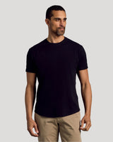 Black Curved Hem Classic Crew Neck