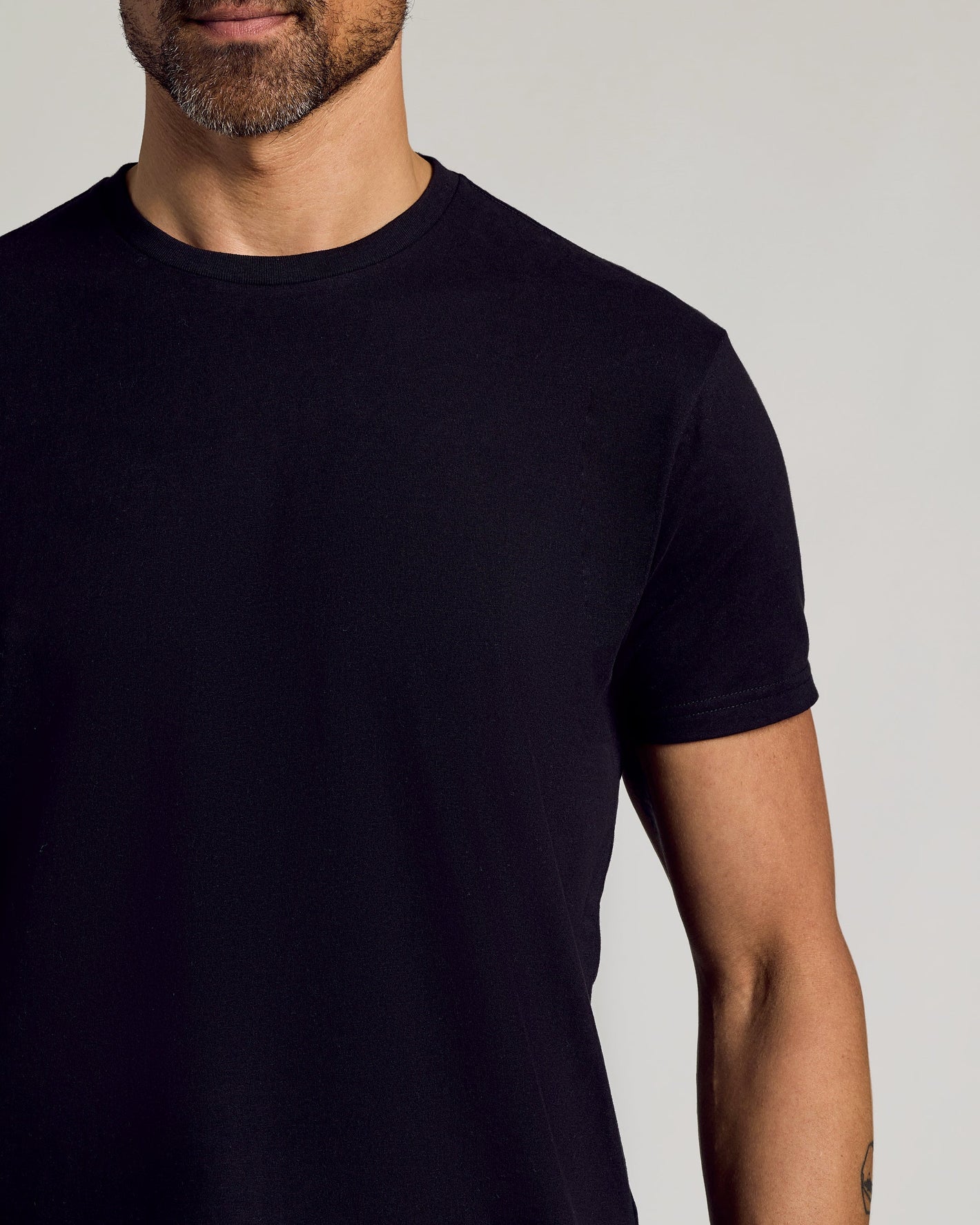 Black Curved Hem Classic Crew Neck
