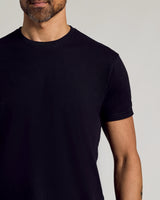 Black Curved Hem Classic Crew Neck