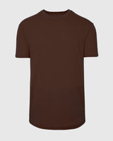 Carob Curved Hem Classic Crew Neck