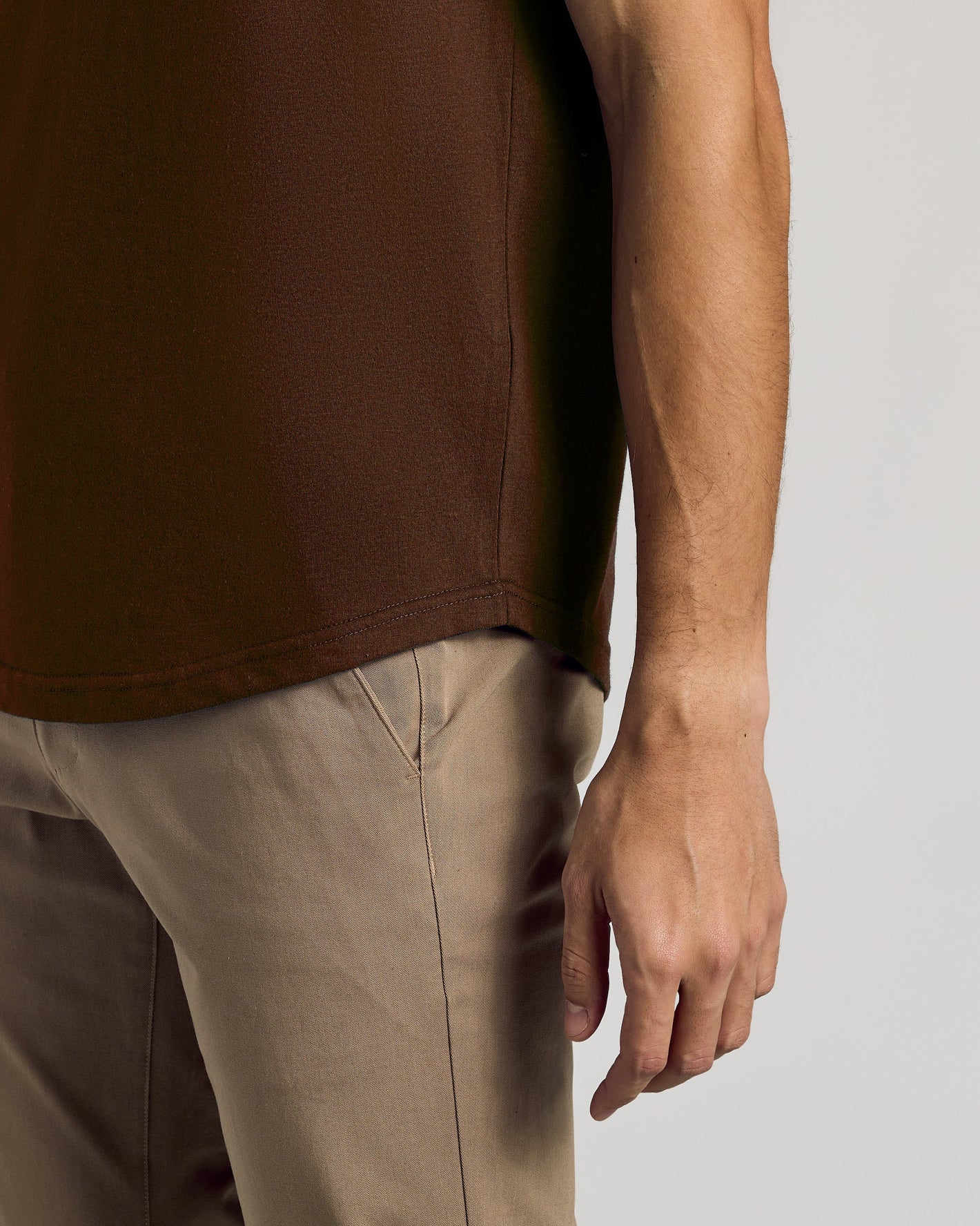 Carob Curved Hem Classic Crew Neck