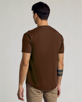 Carob Curved Hem Classic Crew Neck