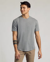 Heather Gray Curved Hem Classic Crew Neck