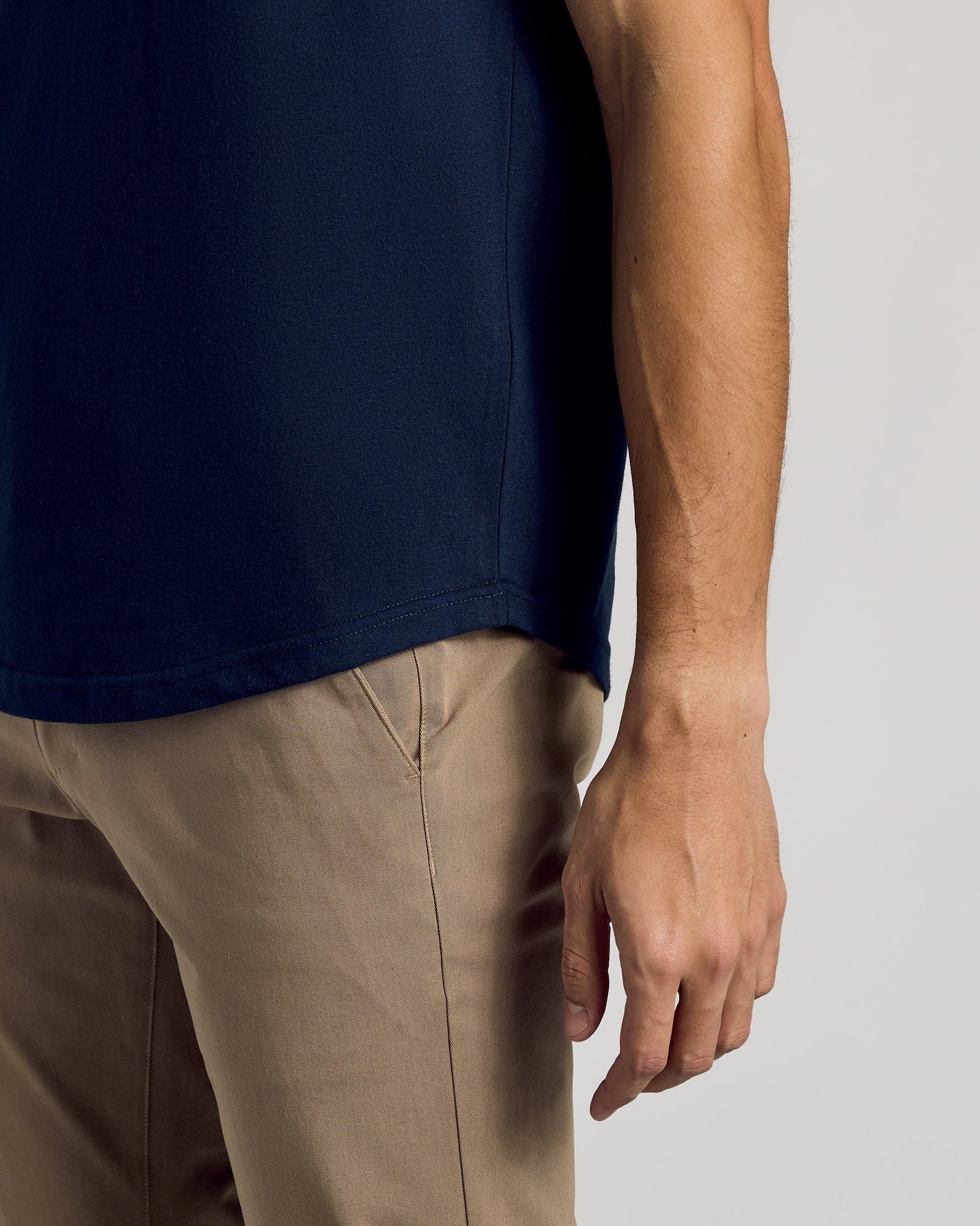 Navy Curved Hem Classic Crew Neck