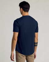 Navy Curved Hem Classic Crew Neck