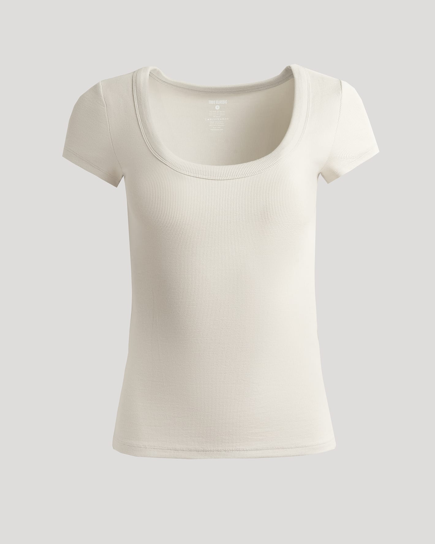 Womens Oatmeal Ribbed U-Neck Tee