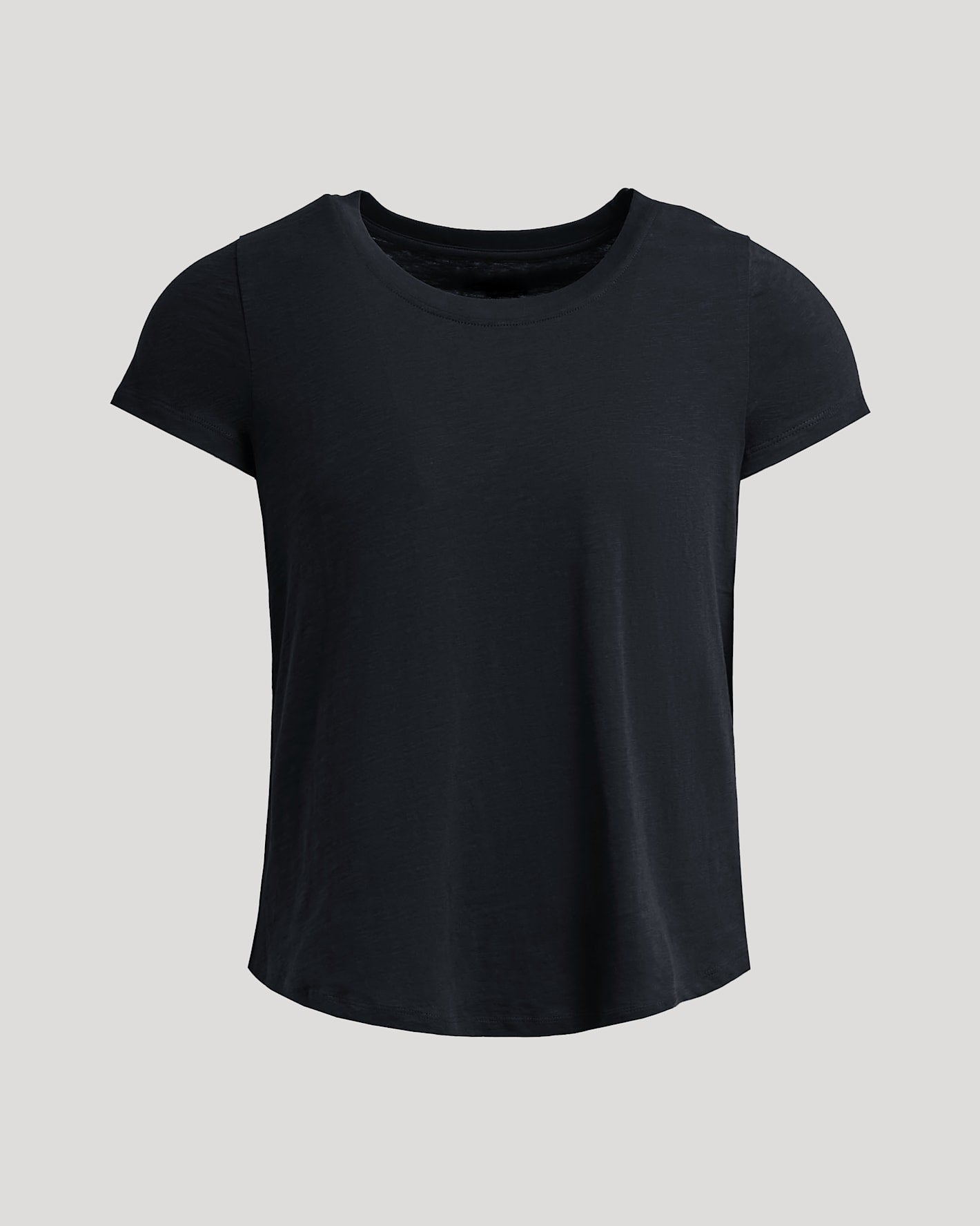 Womens Black Slub Scoop Neck Tee