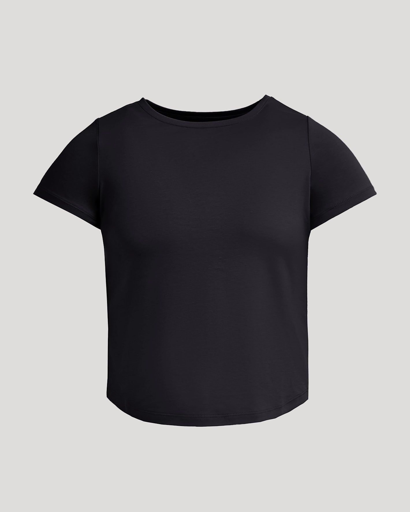 Womens Black Cropped Boxy Crew Neck Tee