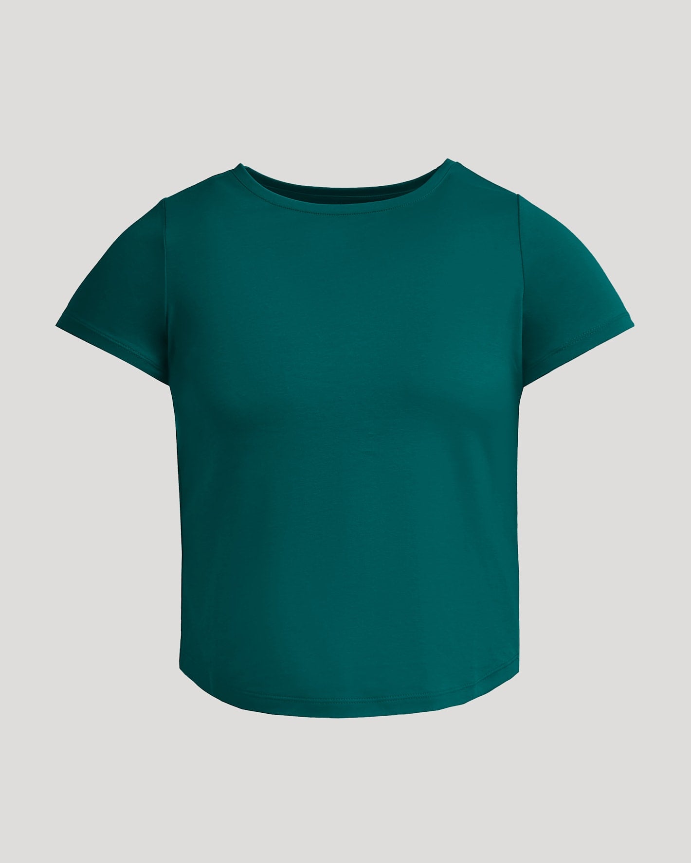 Womens Deep Emerald Cropped Boxy Crew Neck Tee