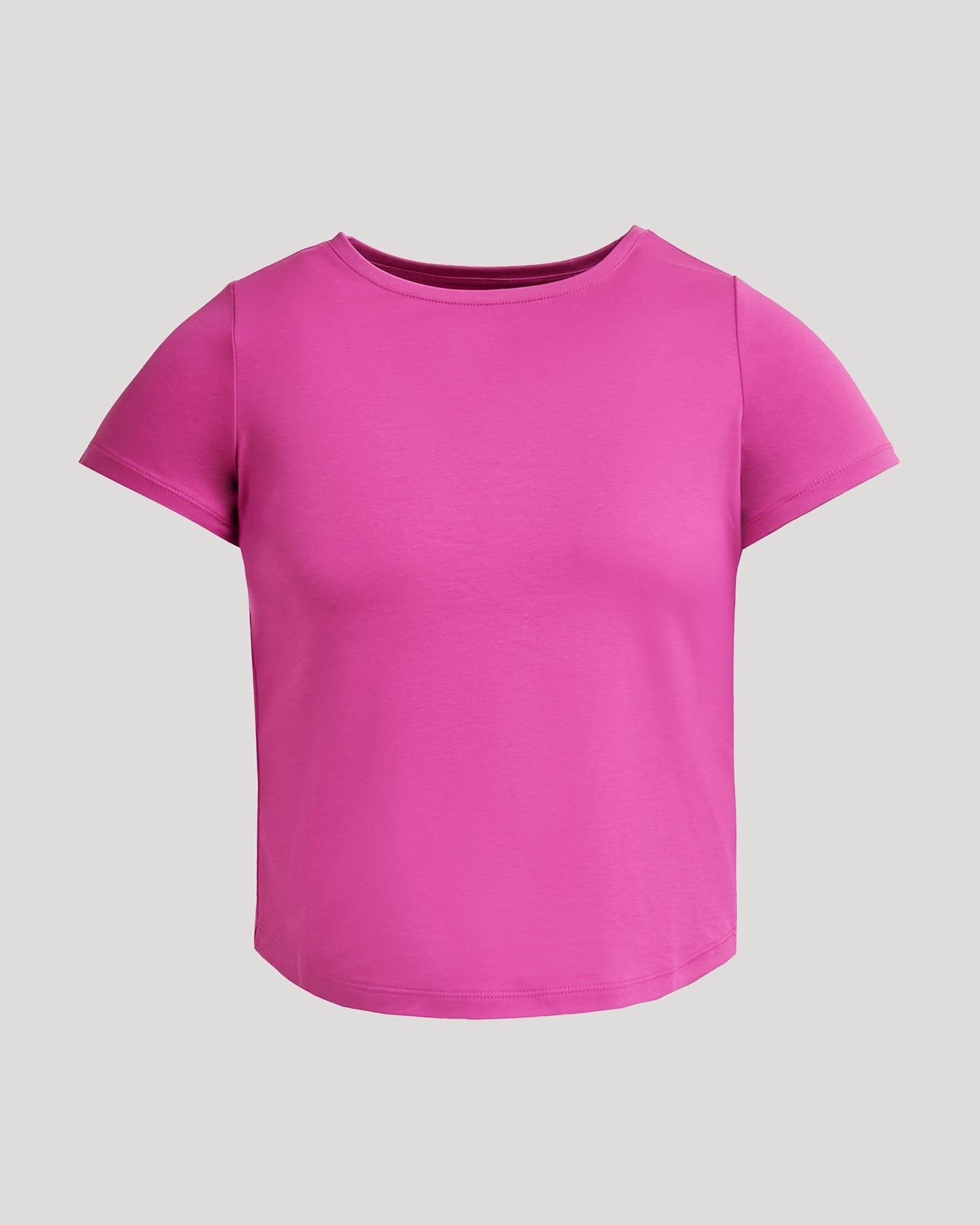 Womens Electric Fuchsia Cropped Boxy Crew Neck Tee