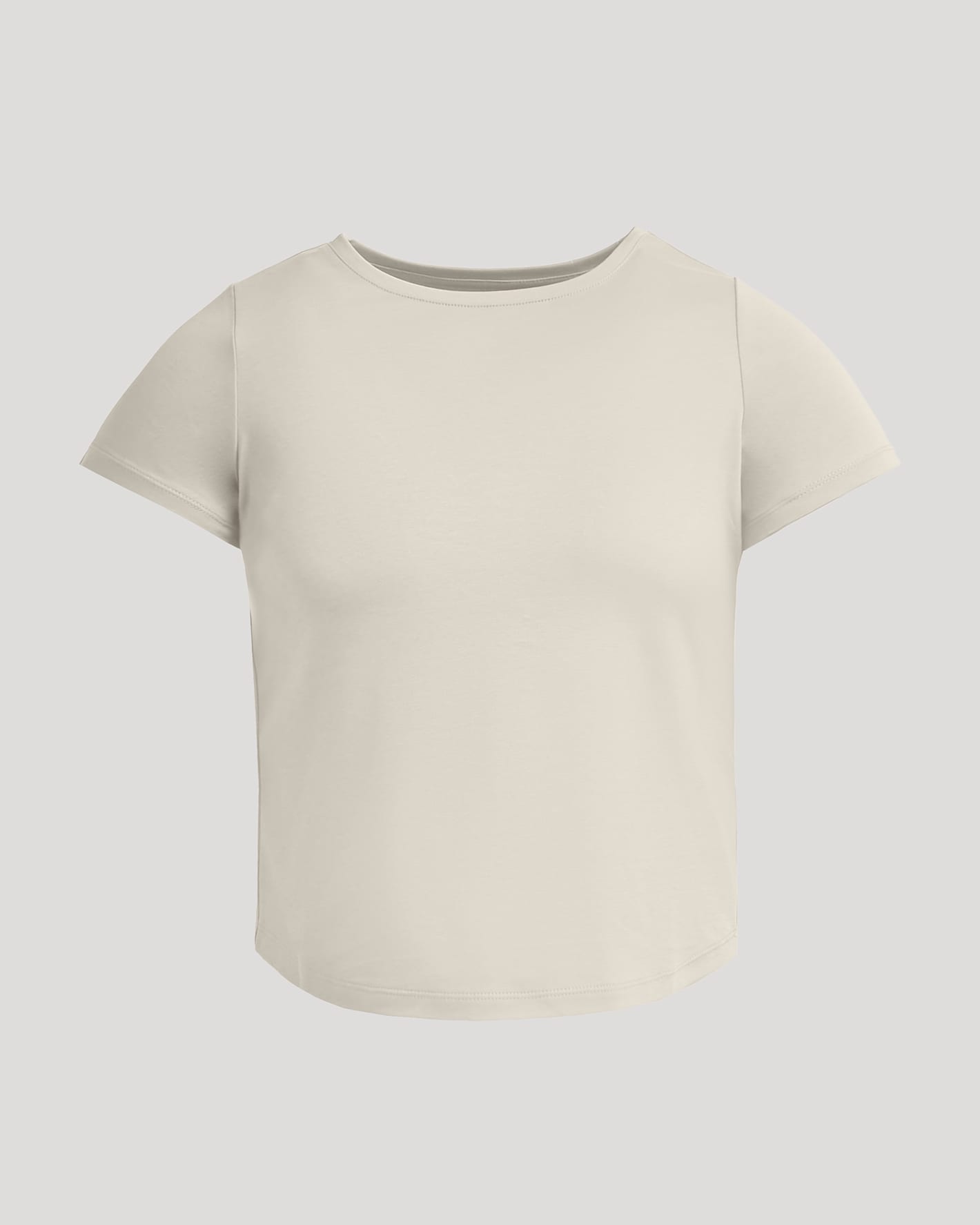 Womens Oatmeal Cropped Boxy Crew Neck Tee