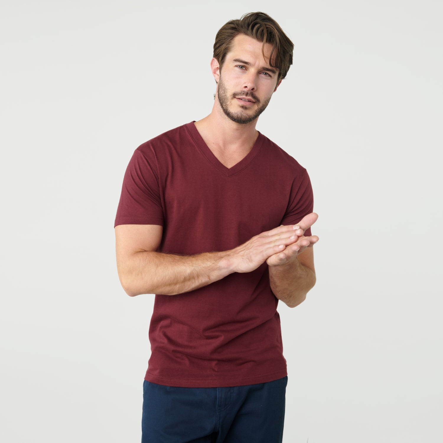 Burgundy V-Neck T-Shirt | Men's Burgundy V-Neck Tees | True Classic ...