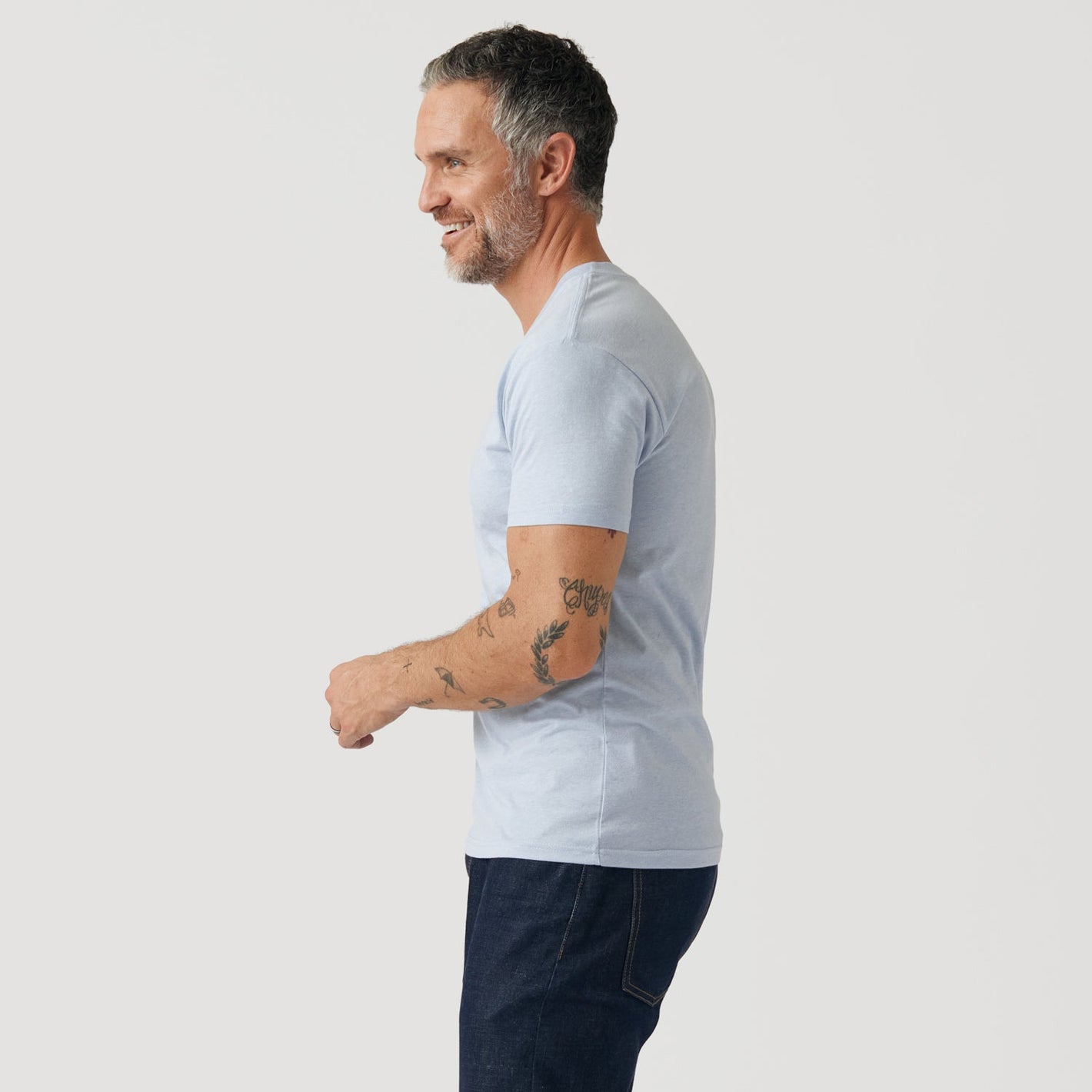 Heather Pale Blue Classic V-Neck