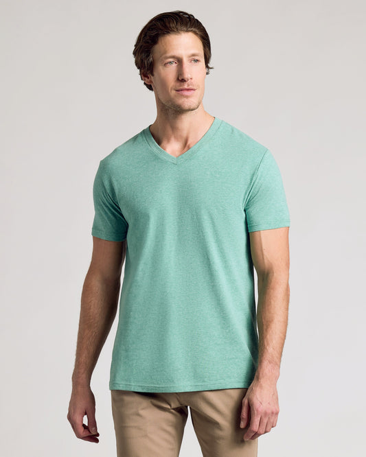 Light Heather Greenery Classic V-Neck