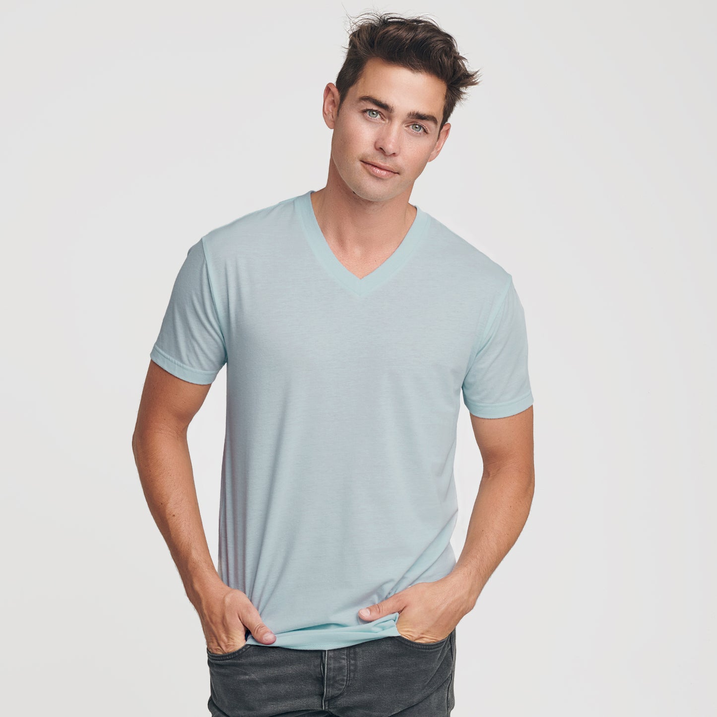 Light Blue V-Neck T-Shirt