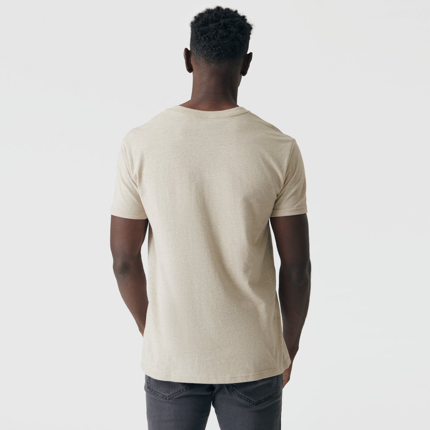 Heather Light Khaki V-Neck Tee