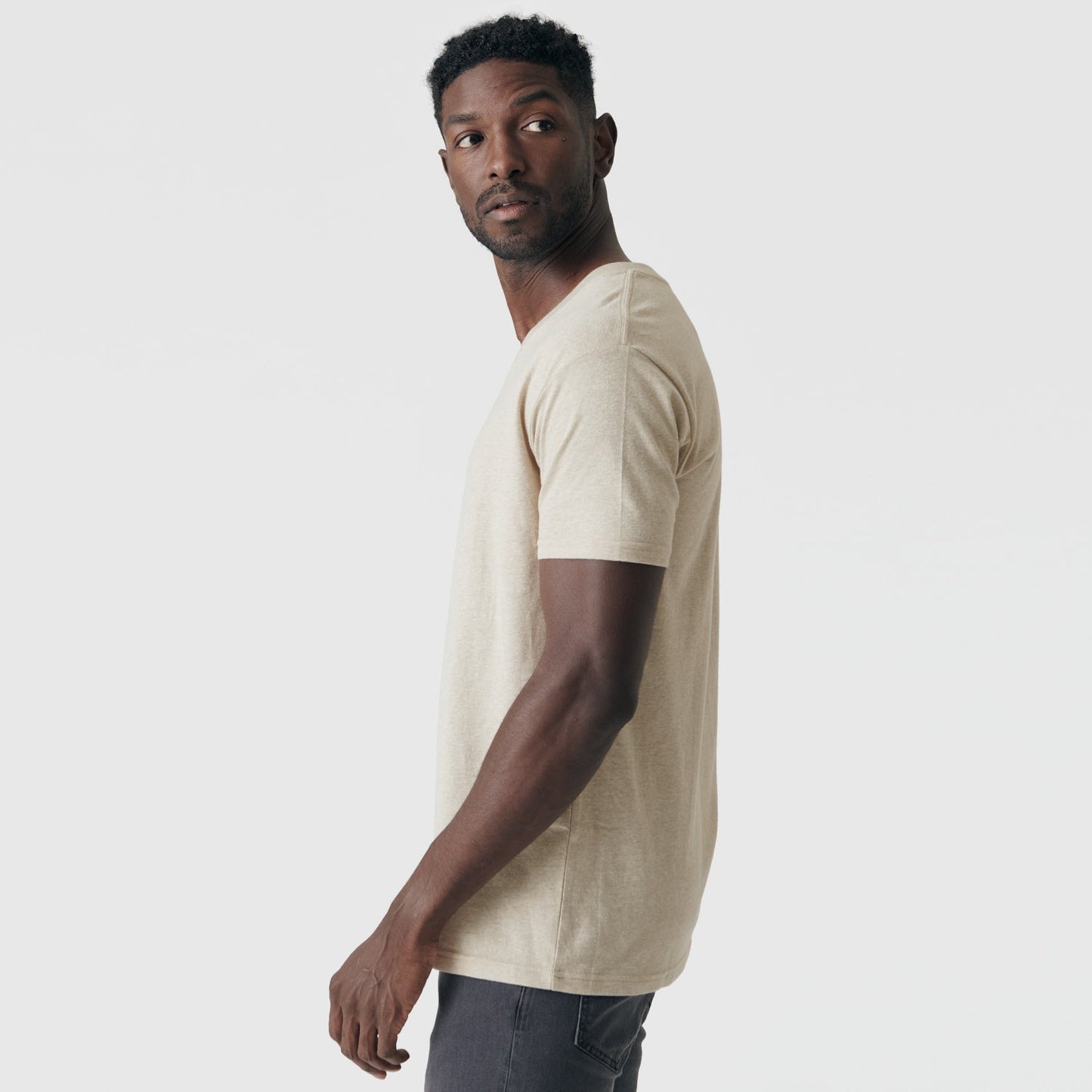 Heather Light Khaki V-Neck Tee