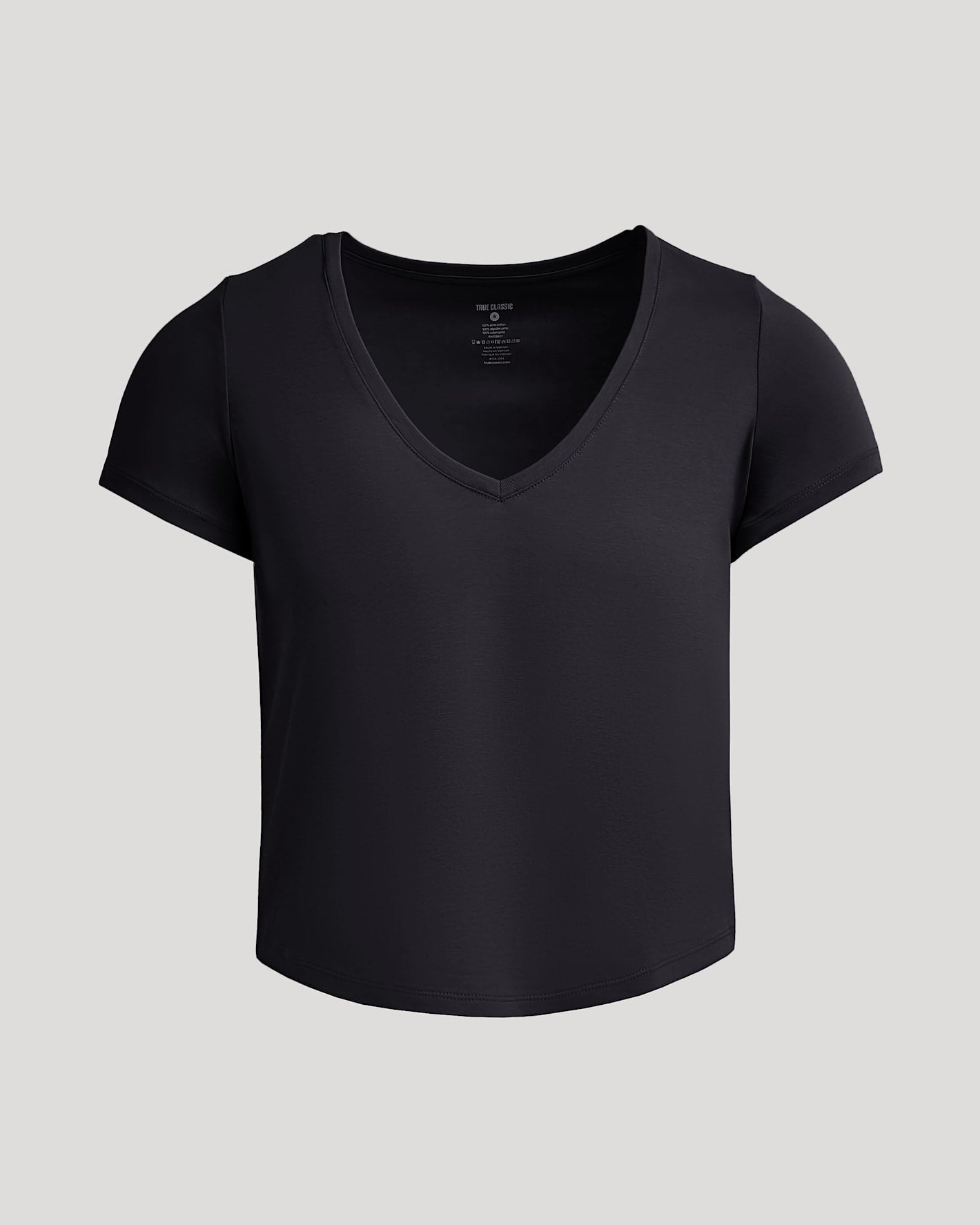 Womens Black Cropped Boxy V-Neck Tee