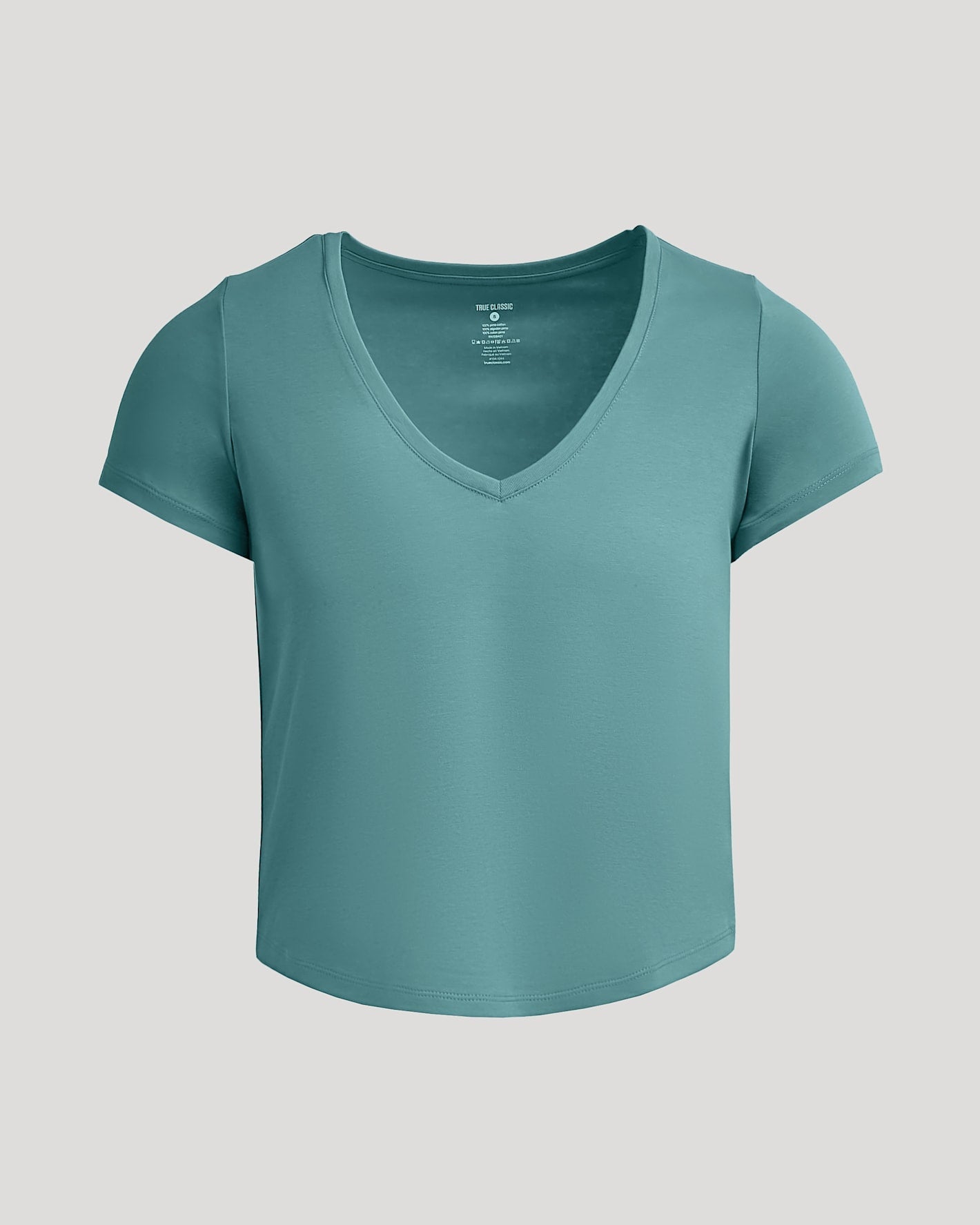 Womens Stormcloud Cropped Boxy V-Neck Tee