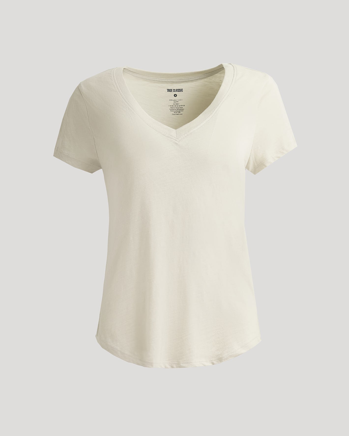 Womens Oatmeal Relaxed Slub V-Neck Tee