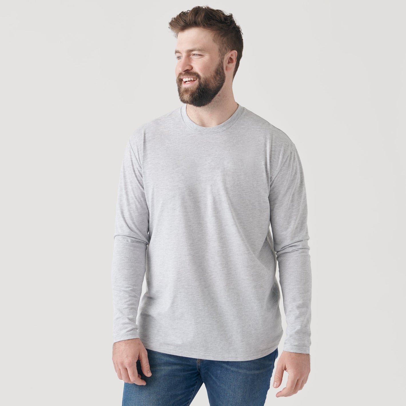 Light Gray Long Sleeve Crew Neck Tee