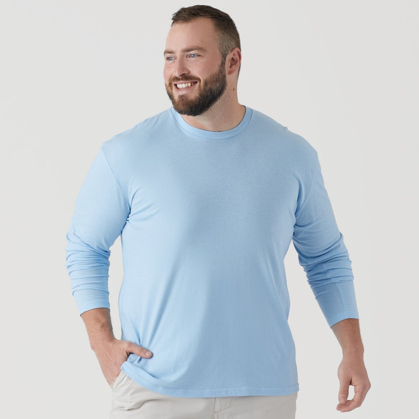 Oxford Blue Long Sleeve Crew Neck Tee
